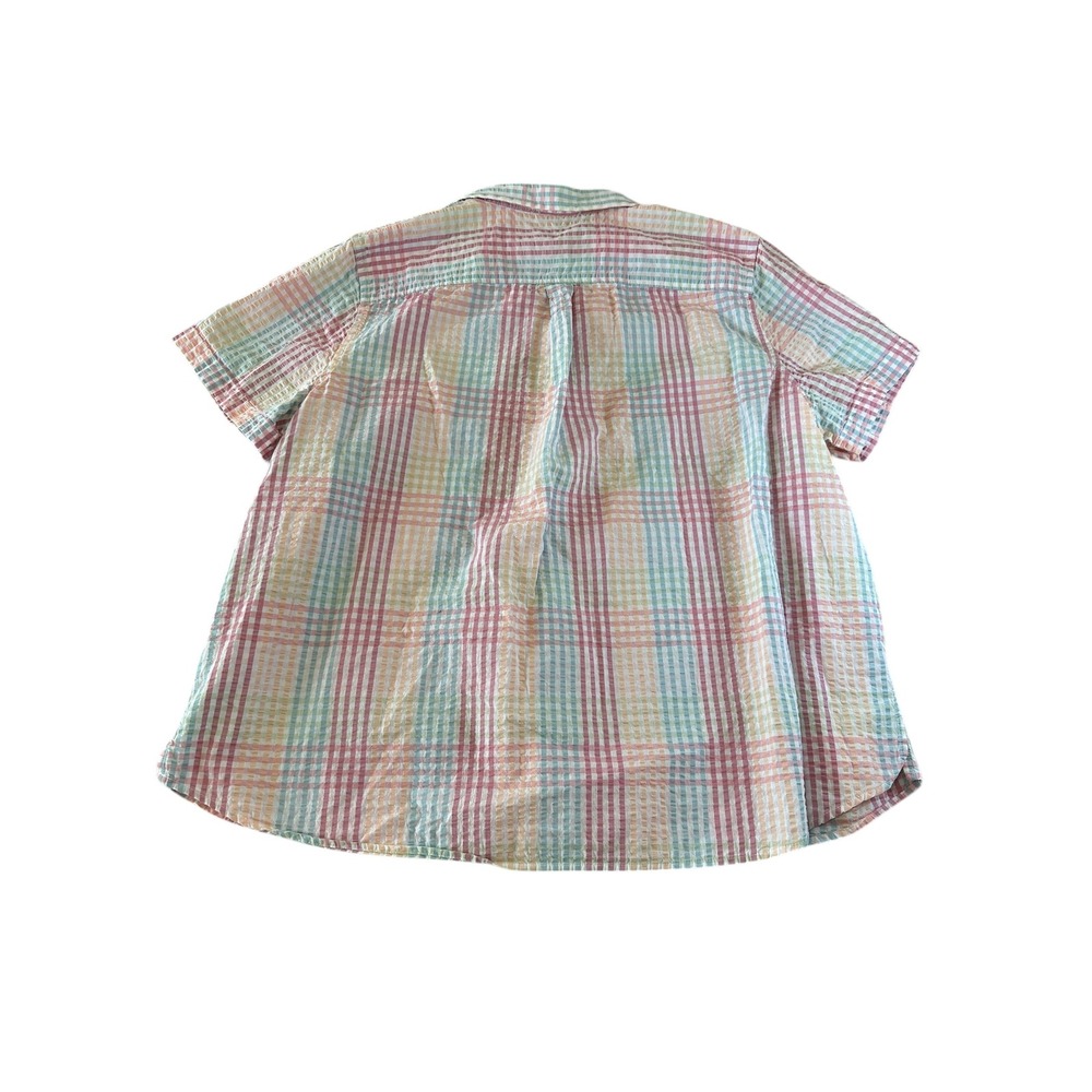 LL Bean Spring Plaid Women's Easter Button Up Blouse Cottagecore Gingham 2X - Picture 3 of 7